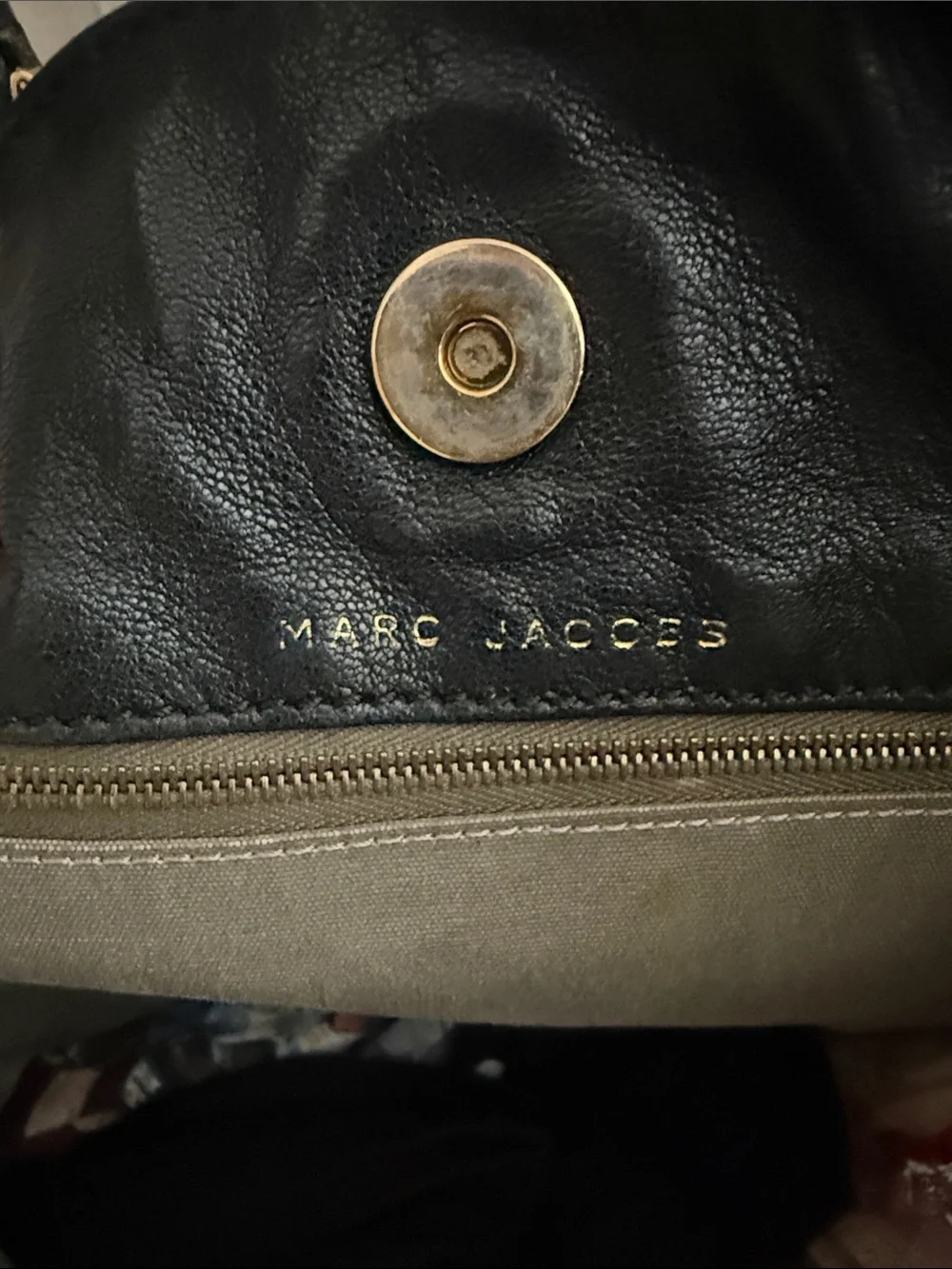 Black Leather Tote Bag with Gold Hardware